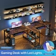 thumbnail image 3 of 94.5 inch Two Person Desk with Keyboard Tray, Extra Long Home Office Desk with Storage Shelves for Two People (Rustic Brown), 3 of 7