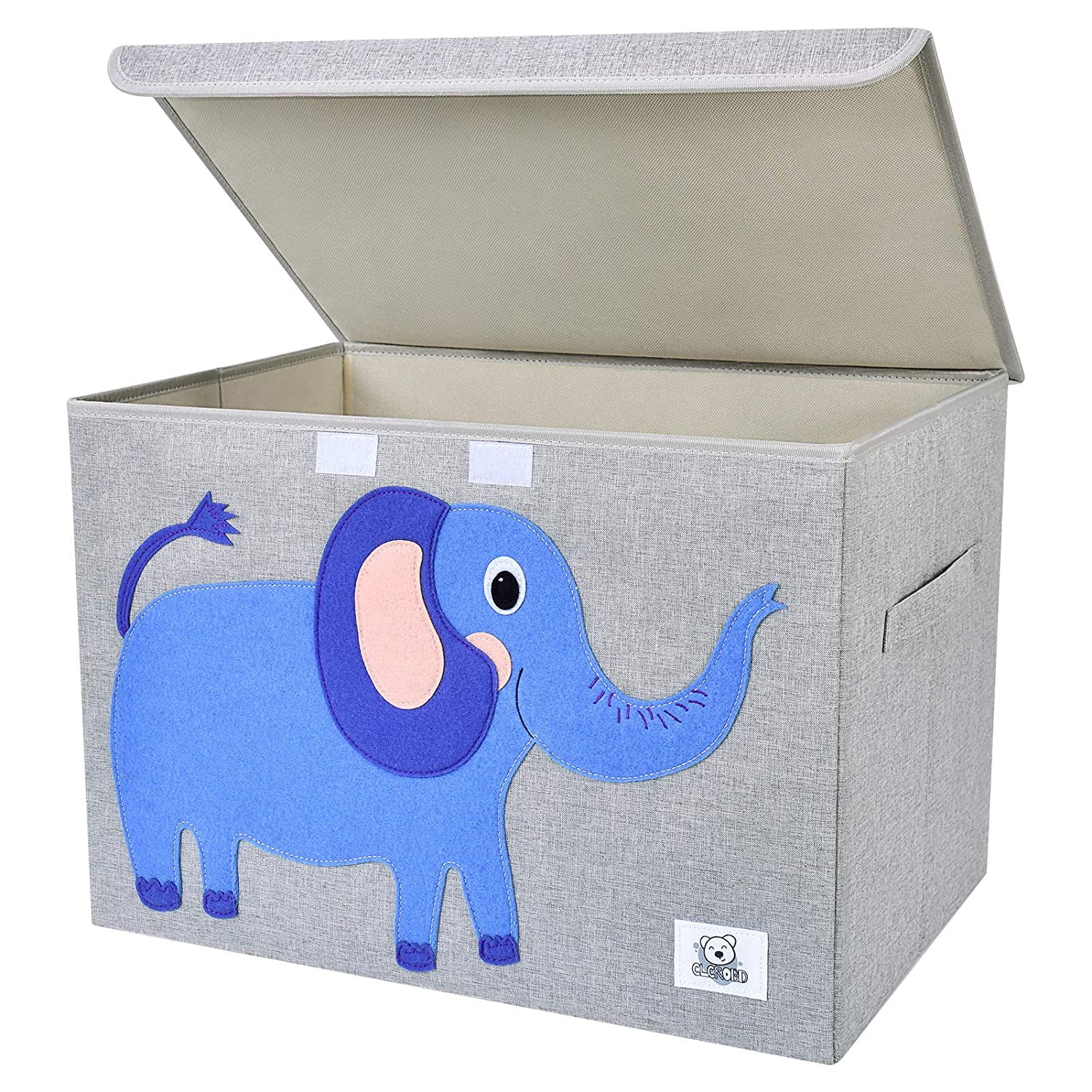Elephant Lightweight Collapsible Sturdy Toy Storage with Flip-Top Lid and Handles – Fabric Toy Chest/Bin/Basket/Trunk/Organizer for Toddler Children and Baby Nursery Playroom Kids Toy Box – Large 