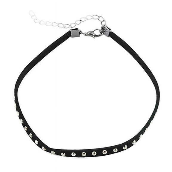 Ruanlalo Women's Vintage Rivet Punk Chain Collar Choker Black Flocked Cloth Necklace