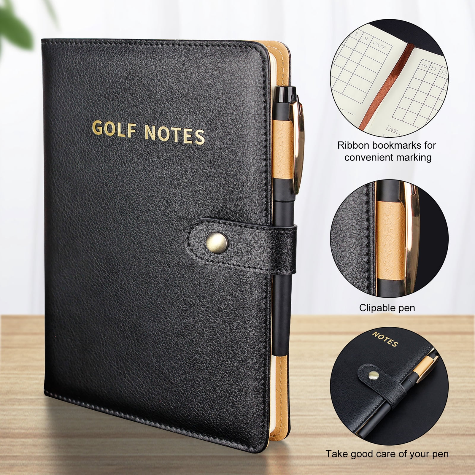 YIFAEUX Golf Scorecard Book Waterproof Faux Leather Golf Scorecard Journal Notebook Pocket Score Log Book with 200 Pages for Men Golfers