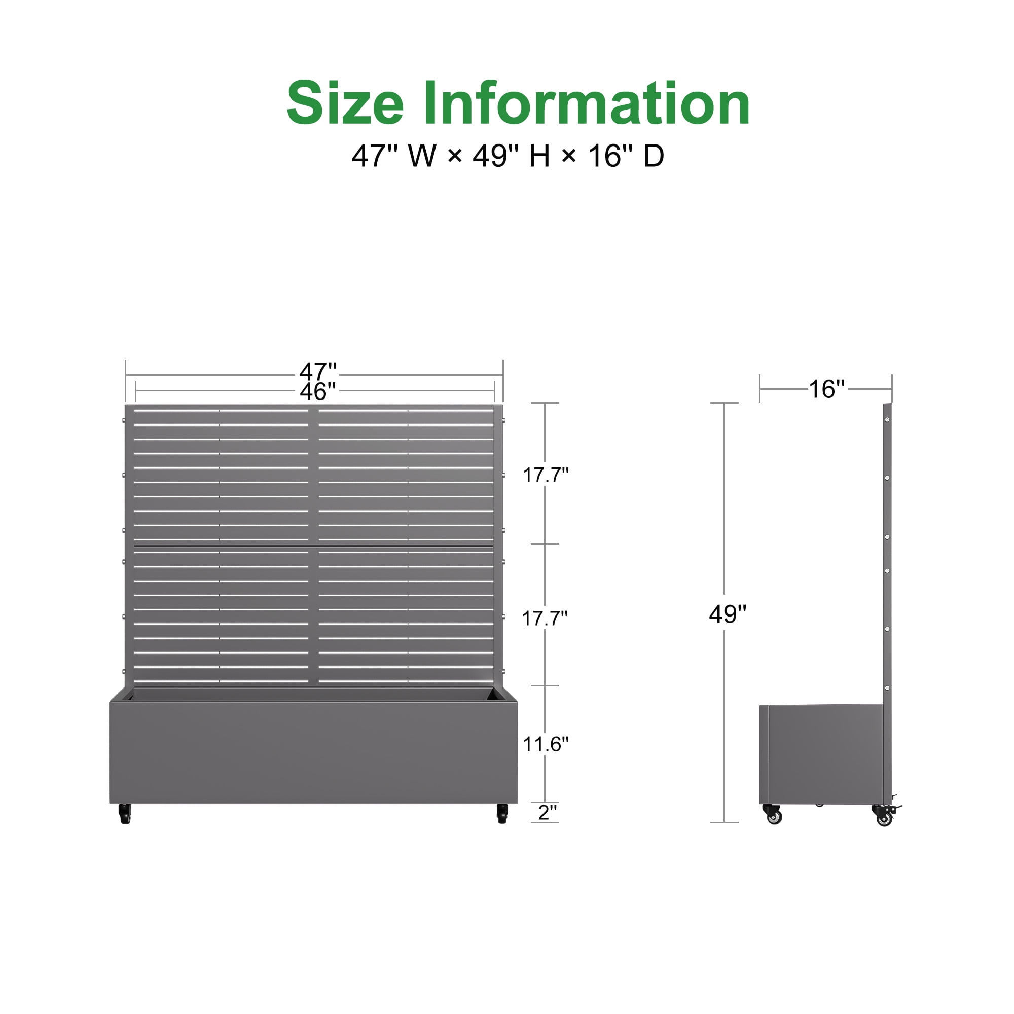 MAYEERTY 47x47 Iron Gray Planter with Climbing Frame