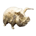 thumbnail image 1 of Estatua de cerdo de latón, recuerdo coleccionable creativo, figura decorativa moderna de animal. dorado brillante, 1 of 9