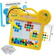 COCOBELA Magnetic Drawing Board for Kids 4-8 Toddlers 1-3 Magnetic Dots Board Dot Art Board Montessori Educational Preschool Toy Travel Essentials Magnets Doodle Board 9x8" with Magnetic Beads &Anti-L