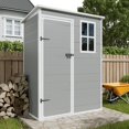 thumbnail image 7 of Techmilly Outdoor Storage Shed 5x3 FT, Resin Garden Shed for Bike, Garbage Can, Tool, Plastic Outside Sheds & Outdoor Storage Storage Box with Lockable Door for Backyard, Patio, Lawn, Grey & White, 7 of 7