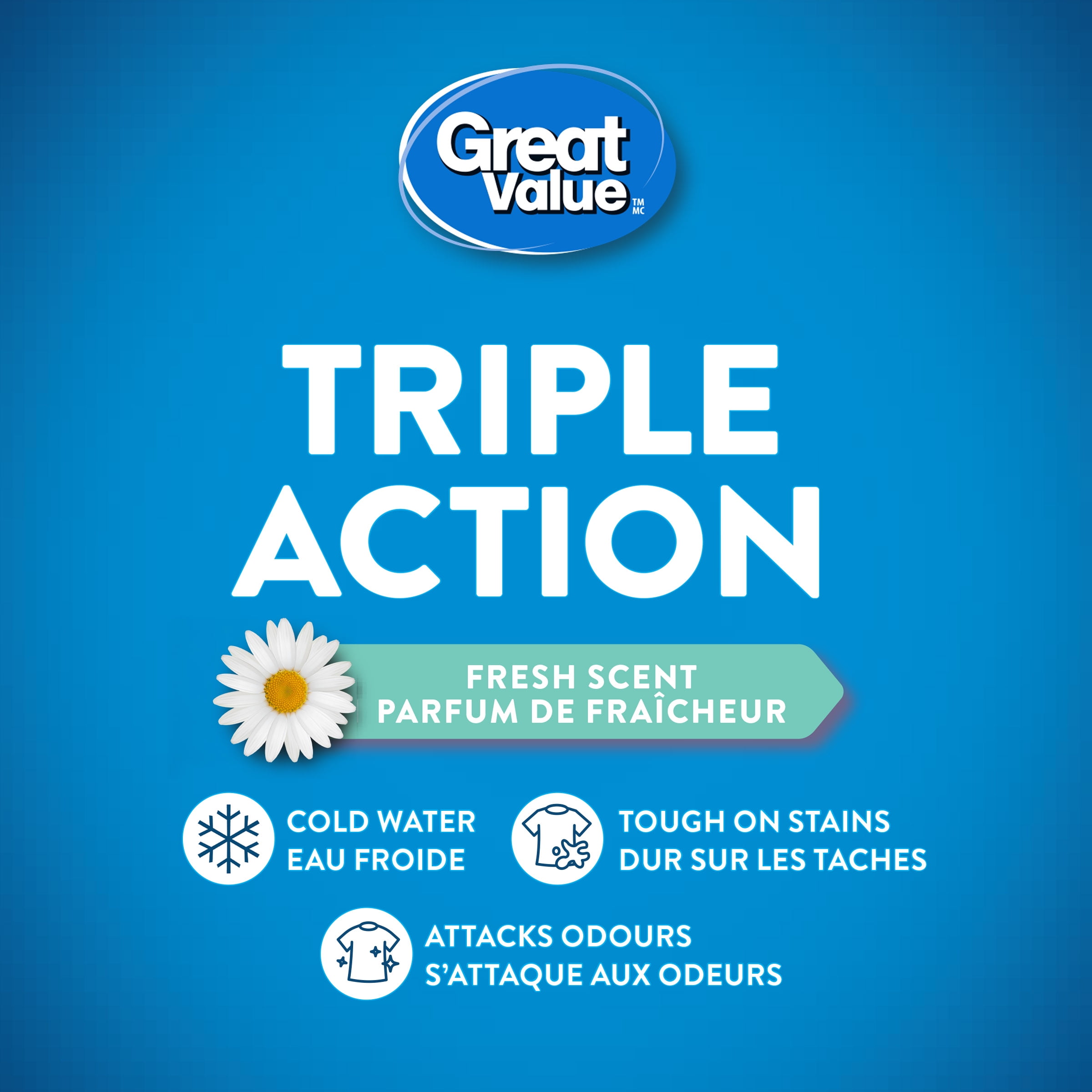 Great Value Liquid Laundry Detergent Triple Action Fresh Scent 150 wash, 6L, Great Value Liquid Laundry Detergent Triple Action Fresh Scent 150 wash, 6L