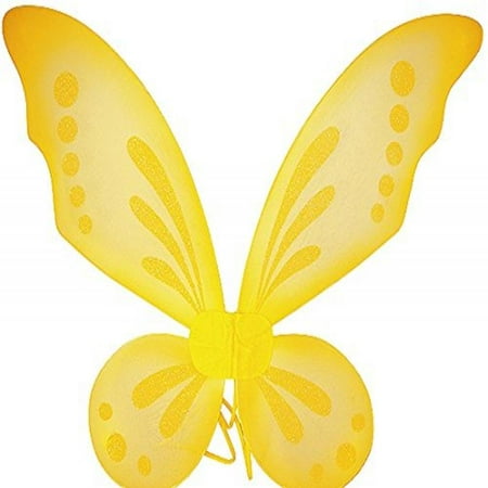 Sparkle Pixie Wings - Yellow Pixie Fairy Wings Tinkerbell Princess Tutu Dress up Costume