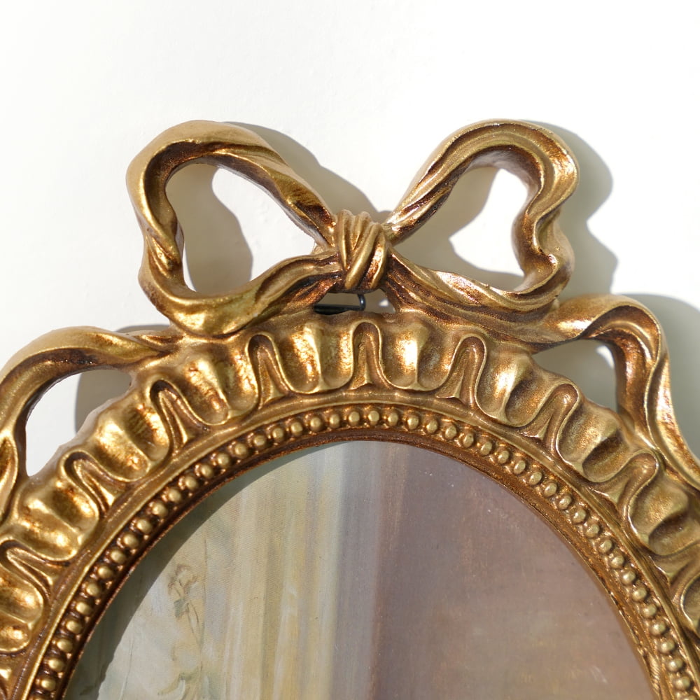 5x7 Vintage Picture Frame, Oval Gold Picture Frame with Real Glass Front, Ornate Antique Retro Photo Frame, Wall or Table Top Photo Display, Vintage Decor, Gallery, Gift Idea