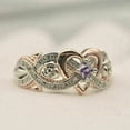 thumbnail image 3 of 2Ct Round Cut Simulated Amethyst Princess Heart Rings Women's Wedding Ring 14K Yellow Gold Plated, 3 of 4