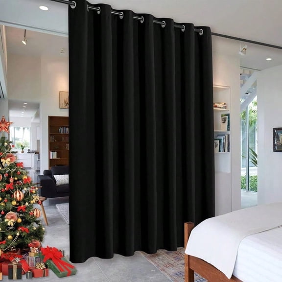 RYB HOME Extra Long Curtains Light Block Soundproof Privacy Blinds for Home Theater Office Backdrop Dining Living Room Patio Door Large Window Ceiling to Floor Drapes W 8.3 x T 12 ft Black