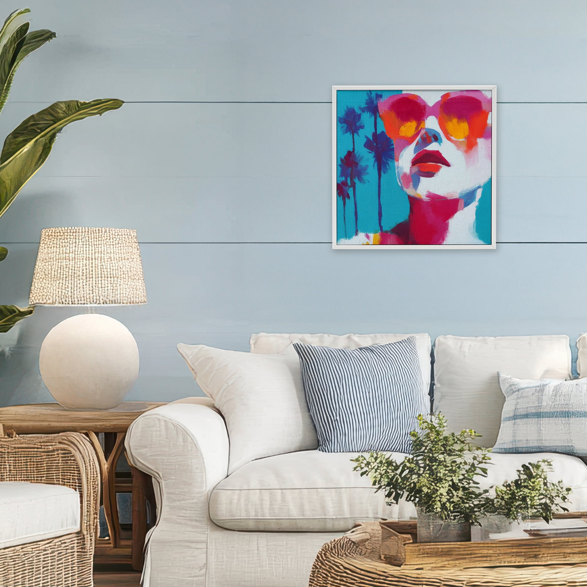 Stupell Industries Expressive Palm Tree Gaze White Framed Giclee Art, design by Chromatic Storm Studio