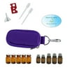 10 Bottle Essential Oil Keychain Carrying Case Travel Bag, Roller Bottles and Euro Orifice Reducer Bottles, Bottle Opener, Funnel, Pipettes (Purple)