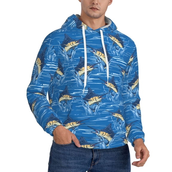 Blue Marlin Fish Hoodie Men Unisex 3d Fleece Hooded Sweatshirt 4x-Large