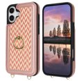 thumbnail image 6 of PU Leather Crossbody Wallet Case for iPhone 16 Plus, Detachable Magnetic Card Holder RFID Blocking Adjustable Strap Rotating Ring Stand Elegant & Stylish Protective Phone Cover, Rosegold, 6 of 10