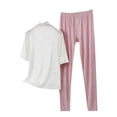 thumbnail image 2 of ylioge M-5X Plus Size Womens Modal-Pajama Sets 2 Piece Outfits Ladies Casual Solid Color Short Sleeve Tops Straight Leg Pants Loungewear Pajamas Set, 2 of 5