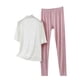 thumbnail image 3 of TaTaai Womens high neck pajama set, 3/4 sleeves, solid color modal, casual trendy, breathable skin-friendly, comfortable fit, great for spring & autumn bedtime & relaxation Gift, 3 of 5