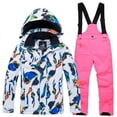 thumbnail image 2 of Children Snowsuit 6-14Years Kids Boys Girls Waterproof Windproof Ski Suits Zipper Jackets Winter Thickened Velvet Warm Jumpsuits with Pocket, 2 of 5