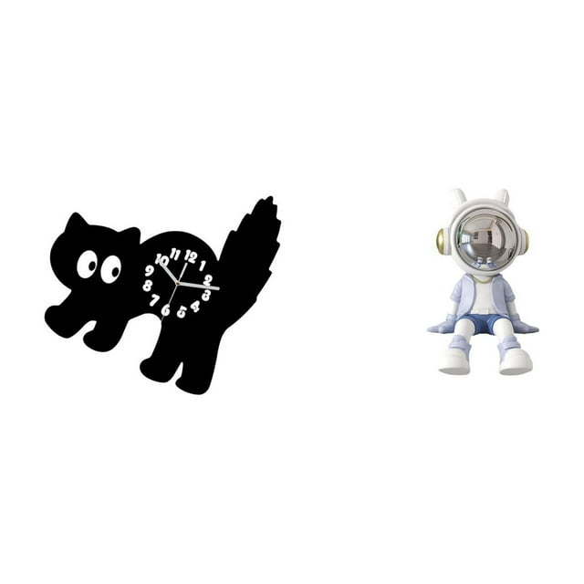 Reloj de pared,Reloj de pared decorativo para baño o dormitorio,Reloj de pared para gatos silencioso,sin tictac,ideal para regalar.,Figura de escritorio,Estatua de astronauta para
