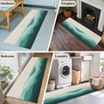 thumbnail image 5 of 2'x6' Rug Runners for Hallways Kitchen, Teal Beige Ombre Non Slip Entryway Beside Floor Carpet Runner, Minimalist Ocean Waves Linen Washable Laundry Room Bedroom Throw Rugs Mat for Family Pet, 5 of 8