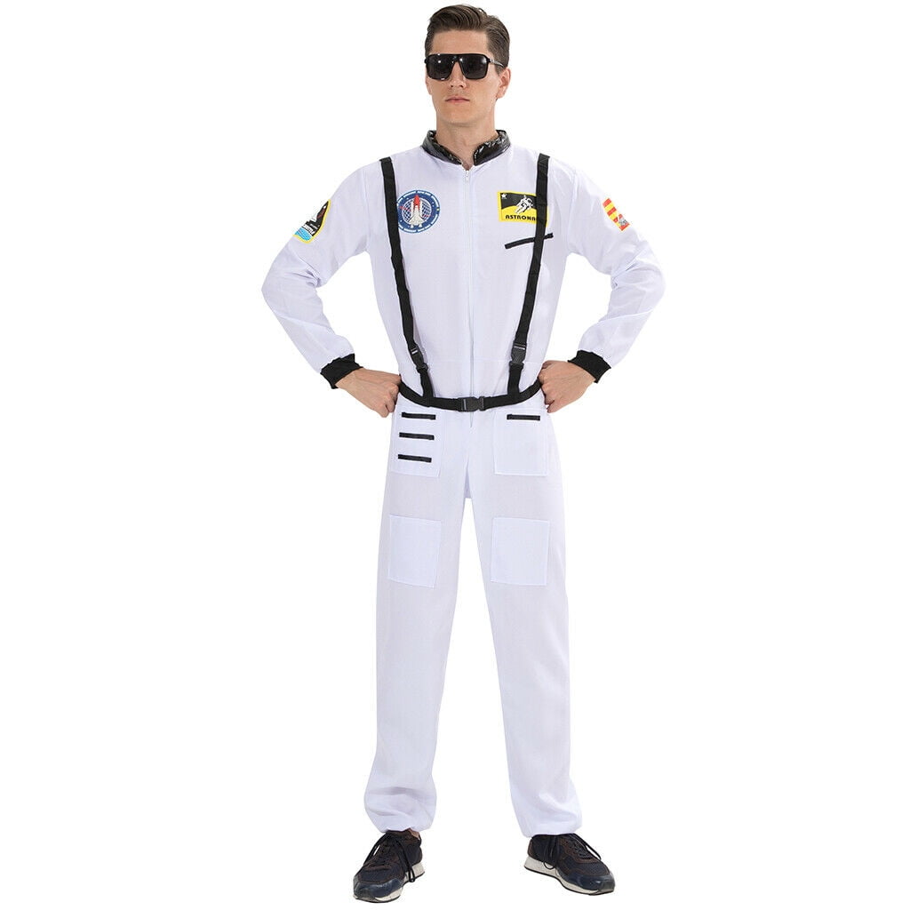 Adult Mens Spaceman Costume Astronaut NASA Space Flight Suit Fancy Dress Outfit 