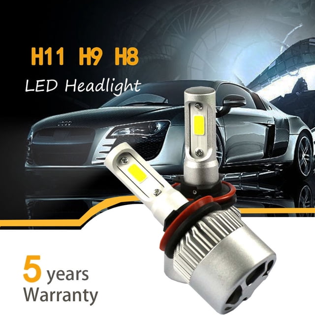 1 par COB H9 H11 H8 980W 147000LM Kit de bombillas LED para faros delanteros 6000K Blanco