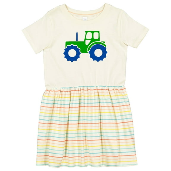 Inktastic Cute Green Tractor Girls Toddler Dress