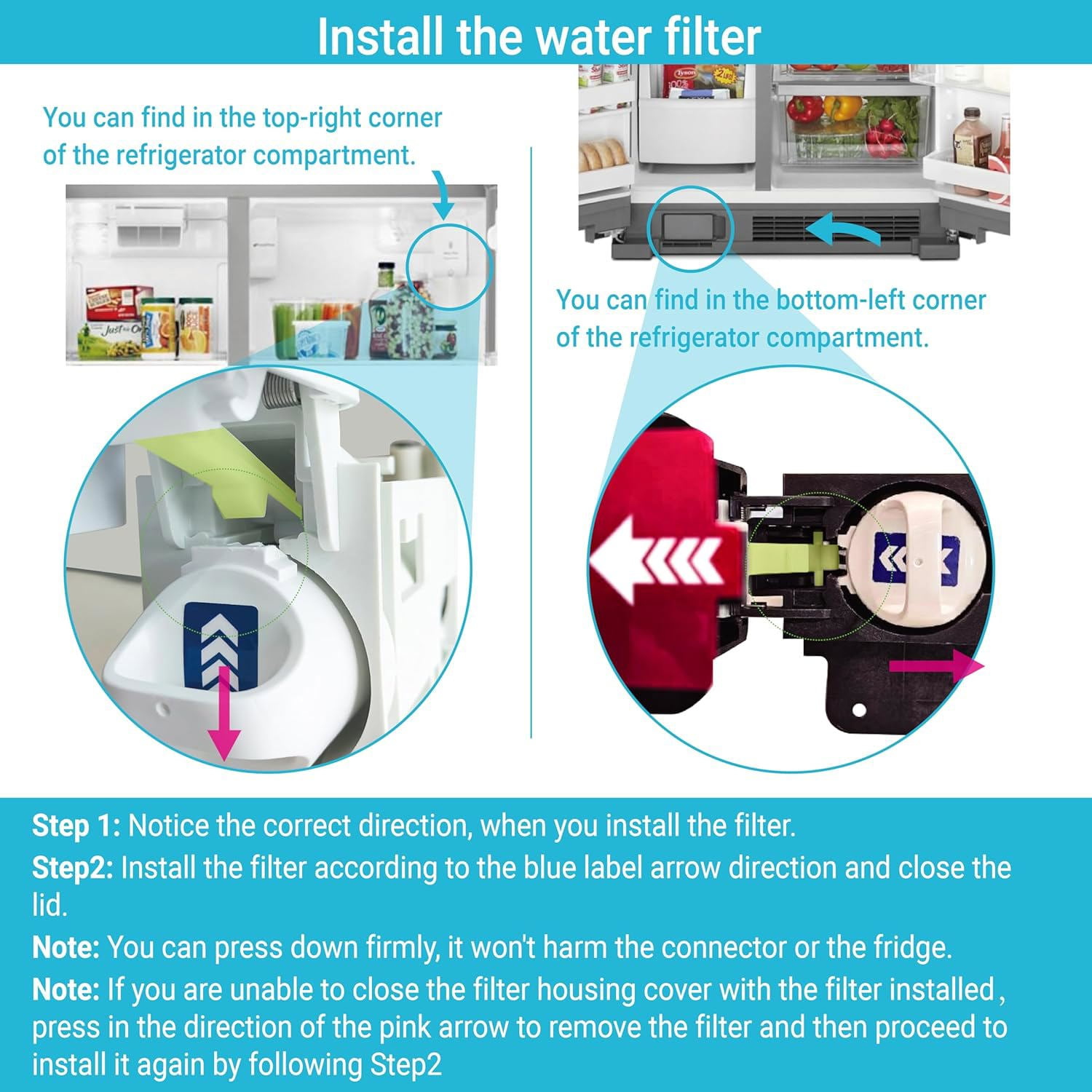 AQUA CREST Refrigerator Water Filter, 3 Filters