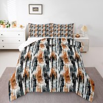 Manfei Abstract Geometric Bedding Comforter Set, Black Brown Watercolor Twin Comforter Sets, Modern Stripe Omnre Reversible Bedding Set, Ultra Soft Home Decor, 2pcs