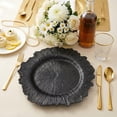 thumbnail image 3 of Yucurem 100PCS Reusable Charger Plates Bulk, 12.2" Plastic Dinner Charger Plates, Round Ruffled Rim Decorative Dinner Tableware for Wedding, Party, Event Table Decor (Black), 3 of 9