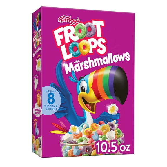 Kellogg's Froot Loops Breakfast Cereal with Marshmallows, Fruit Flavored, Breakfast Snacks with Vitamin C, Original with Marshmallows, 10.5oz Box (1 Box)