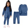 thumbnail image 2 of Kaemgyyd 1-7 Years Toddler Baby Girl Fall Clothes Casual Fleece Long Sleeve Pullover and Warm Leggings Solid Winter 2 Piece Set, 2 of 6