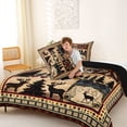 thumbnail image 4 of jejeloiu Rustic Deer Full Size Comforter Sets,Cabin Pattern Bedding Comforter Set For Boys,Beige Red,Black Reversible,3 Pieces,1 Comforter and 2 Pillowcases, 4 of 7