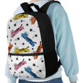 thumbnail image 4 of Uourmeti Multiple Pockets 17 Inch Backpack for Travel School, Personalized Smooth Zipper Durable School Backpack, Cat and Star Pattern, 4 of 6