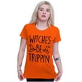 thumbnail image 3 of Halloween Witches Be Trippin Pun Womens Fitted Plus Size Graphic Tee Brisco Brands 2X, 3 of 5