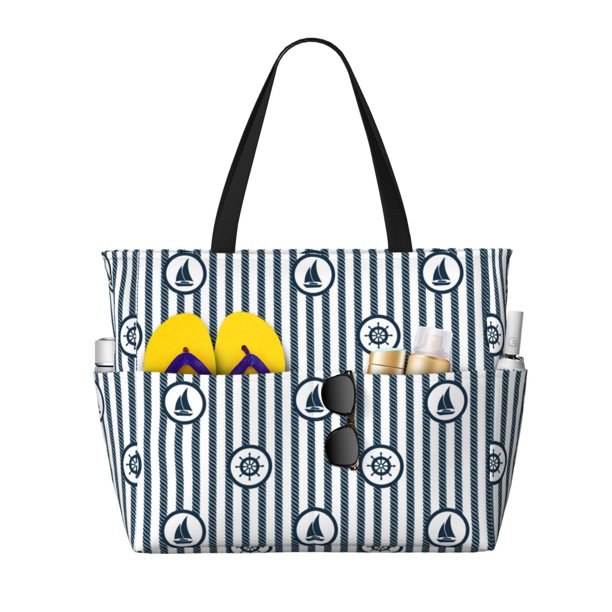 Easygdp Nautical1 Bolsa de Viaje de Playa de Gran Capacidad, Bolsa Tote Perfecta para la Playa, Escapadas de Fin de Semana y Viajes