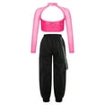 thumbnail image 2 of IEFIEL Girls Hip Hop Street Dance Costume Sequins Open Back Crop Top with Chain Jogger Pants Dancewear Hot Pink 6, 2 of 7