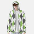 thumbnail image 2 of Hirioo Light green and black argyle for Men's Hawaiian Shirt,Summer Short-sleeve Shirt,Beach Party Shirt-Small, 2 of 7