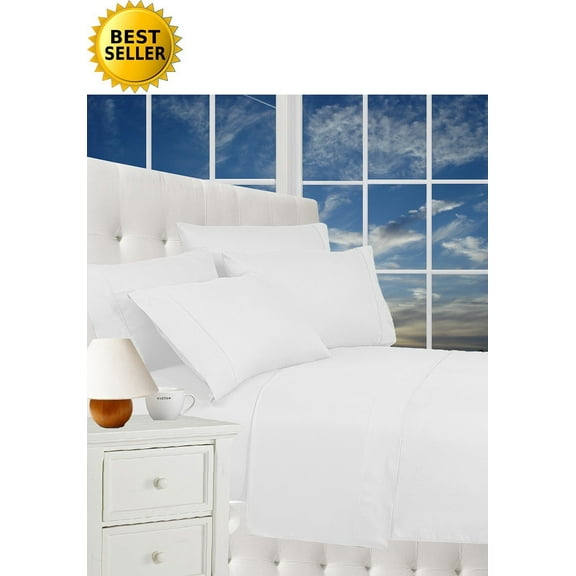 1500 Series Luxury Silky Soft 6 pc Sheet set, Deep Pocket Up to 16" - All Size and Colors , California King, White