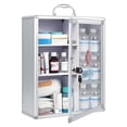 thumbnail image 1 of Large Wall Mounted Lockable Medicine Cabinet for Bathroom – Metal Construction, Handle & Combo Lock – Portable First Aid Storage, Includes Sticker – Silver – SY019-3, 1 of 7