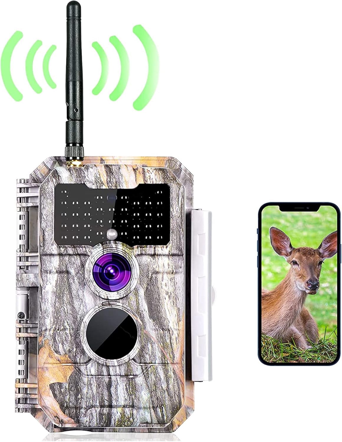BlazeVideo 32MP 1296P WiFi Trail Camera - No Glow Night Vision, Motion Activated, Waterproof | Send Photos to Phone via App | for Wildlife Hunting & Home Security