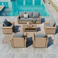 thumbnail image 3 of MF Studio 6-Piece Wicker Outdoor Conversation Set, 7-Seat Rattan Patio Furniture Set with Double-Tier Coffee Table, Gray, 3 of 11