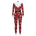 thumbnail image 3 of Diconna Femmes Hommes Noël Combinaison Flocon de Neige Impression Bodycon Manches Longues Haut Cou Costume, 3 of 5