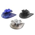 thumbnail image 1 of 3x Tocado de malla para mujer, tocado de flores, accesorios para el cabello, cóctel, té Azul Negro Gris, 1 of 9