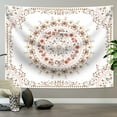 thumbnail image 4 of Mandala Tapestry Wall Hanging Flower Psychedelic Tapestry Wall Hanging Decor for Living Room Bedroom Bohemian Plant Print (Off-white, 51" x 60"), 4 of 6