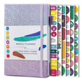 thumbnail image 1 of Cuaderno de papel tamaño A5, diario, cuaderno con correa elástica y pegatinas de diario, morado, morado, 1 of 5