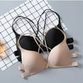 thumbnail image 3 of Women's Front Closure Racerback Bras Criss-Cross Back Push Up Bras Unlined Underwire Thick Padded Full Coverage Seamless Bra, 3 of 8