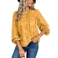 thumbnail image 1 of SAYOO Blusa de Manga Larga para Mujer, Blusa de Cuello Redondo con Botones en la Espalda con Patrón de Jacquard de Color Sólido, Tops de Calle de Ajuste Suelto SAYOO  Moda, 1 of 8