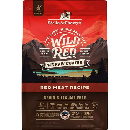 Stella & Chewy's Wild Red Raw Coated Kibble for Dogs - Grain & Legume Free Red Meat Recipe - 21 Pound Bag