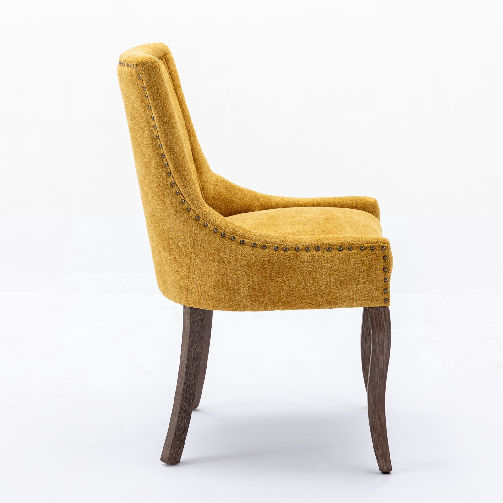 Gewnee Set of 2 Side Dining Chairs, Fabric Upholstered High Back Dining Table Chairs with Solid Wood Legs for Dining Room & Kitchen,Golden