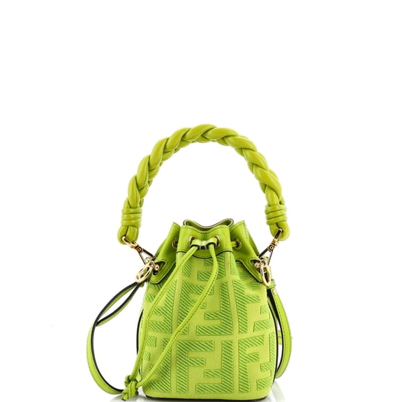 Pre-Owned Woven Handle Mon Tresor Bucket Bag Zucca Embroidered Canvas Mini By Rebag