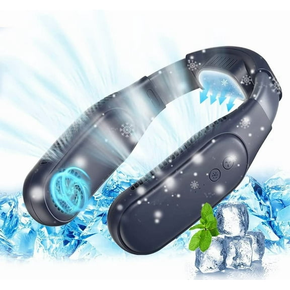 CNV Portable Bladeless Neck Fan with Cooling Chip, Wearable Air Conditioner Fan Quiet Hands-Free Personal Fan 4000mAh Rechargeable Small Cooling Fan, Fast Cool Down 50℉-60℉